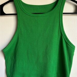 Emerald Green Ribbed Cropped Tank Top